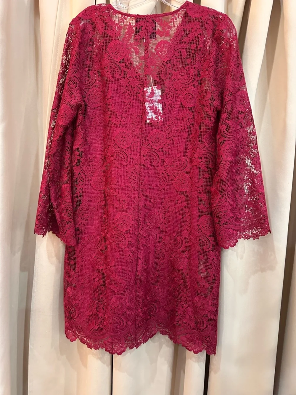 NWT Jade by Johnny Was dark magenta Lace Dress with Floral Crochet Size Small - Picture 4 of 7
